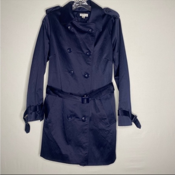 Joan Rivers Jackets & Coats Joan Rivers Blue Double Breasted Satin